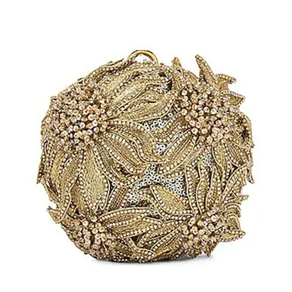 OSCAR DE LA RENTA Crystal Sunflower Embroidery Billiard Bag In Beige - Picture 3 of 11